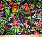 Leis, Luaus, and Alohas Black Fabric