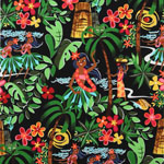 Leis, Luaus, and Alohas Black Fabric