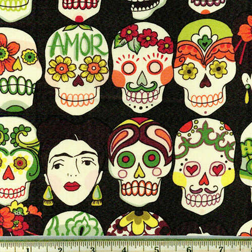 Gotas de Amor Day of the Dead Eggplant Fabric