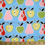 Apples + Pears Blue Fabric