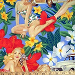 Pin Up Girls Aloha Girls Blue Fabric