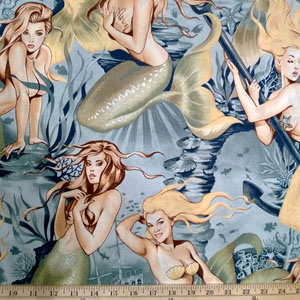 Pin Up Sea Sirens Tea Fabric