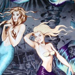 Pin Up Sea Sirens Charcoal Fabric