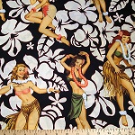 Pin Up Girls Aloha! Black Fabric