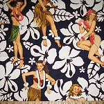 Pin Up Girls Aloha! Navy Blue Fabric
