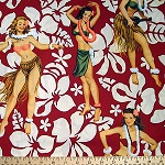 Pin Up Girls Aloha! Red Fabric