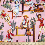 From the Hip Cowgirls on Pink Pin Ups Fabric