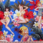 Pin Up Island Girls Blue Fabric