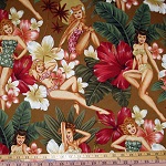 Pin Up Island Girls Brown Fabric
