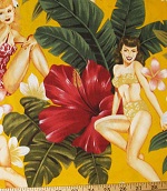 Pin Up Island Girls Yellow Fabric