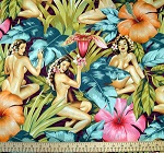 Mirage on Garnet Red Nudes Pin Up Fabric 