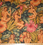 Mirage on Vintage Tea Nudes Pin Up Fabric 
