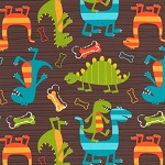 Dino Dudes Brown Fabric