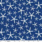 White Sea Stars Navy Blue Fabric
