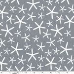 White Sea Stars Gray Fabric