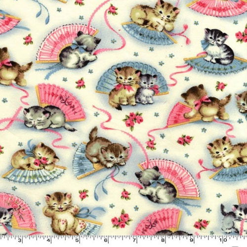 Smitten Kittens Vintage Style Print Fabric 