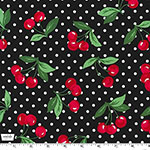 Cherry Dot Black Fabric