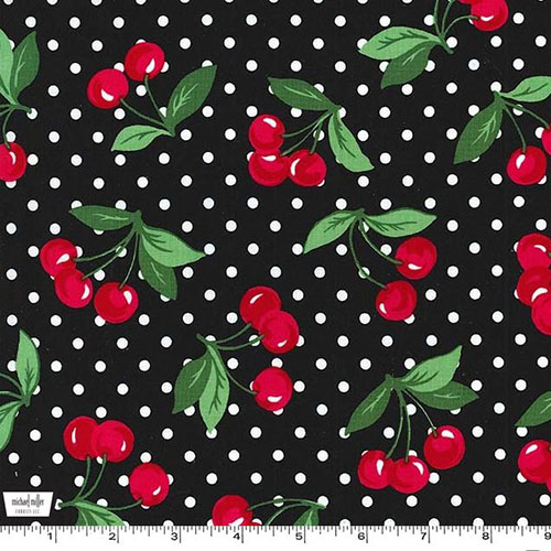 Cherry Dot Black Fabric