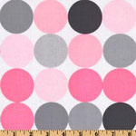 Disco Dot Blossom Pink Gray Fabric