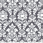 Dandy Damask Gray White Fabric 
