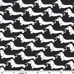 Weiner Dogs Black Cotton Fabric