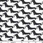 Weiner Dogs White Cotton Fabric