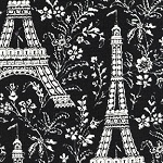 Eiffel Tower Ebony Fabric