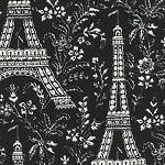 Eiffel Tower Black Fabric