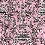 Eiffel Tower Pastel Pink Fabric
