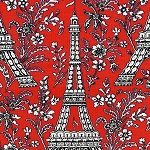 Eiffel Tower Red Fabric