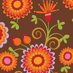 Dancing Flowers Brown Fabric