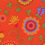 Dancing Flowers Orange Fabric
