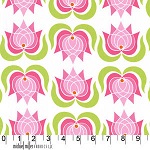 Modern Pink Lotus Flower White Fabric