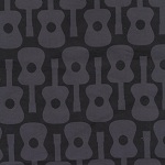 Groovy Guitar Gray Black Cotton Fabric 