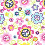 Daisy Peace Interlock Knit Fabric