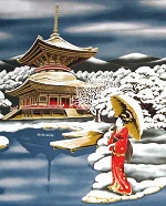 Winter Temple Fabric Panel