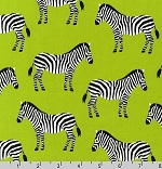 Zebras Green Menagerie Fabric 