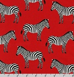 Zebras Red Menagerie Fabric 