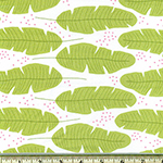 Float Feathers Leaves Seaweed Green Fabric