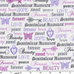 Love Forever Words Text Lavender Gray Fabric