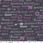 Love Forever Words Text Gray Fabric