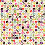 Multi Colored Mini Peace Sign Print Ivory Fabric