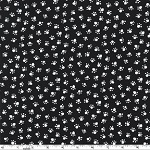 Paw Prints White Paws on Black Fabric