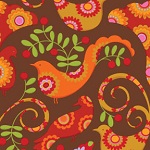 Pretty Bird Brown Fabric