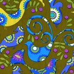 Pretty Bird Moss Blue Green Fabric 