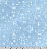 Robot Factory Blue Cotton Organic Fabric 