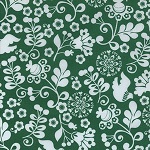 Joy in Green White Christmas Print Fabric 