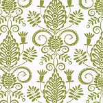 Tonal Doozie Grass Green White Print Fabric 