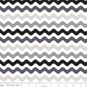 Wave Cotton Gray Black Fabric 