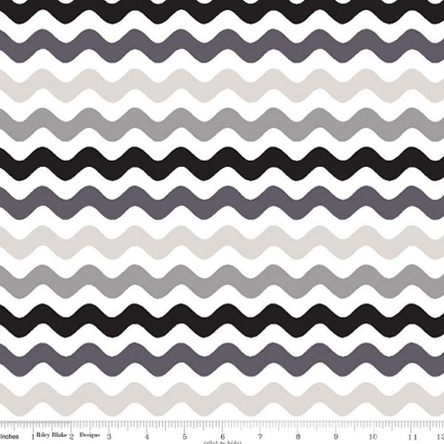 Wave Cotton Gray Black Fabric 